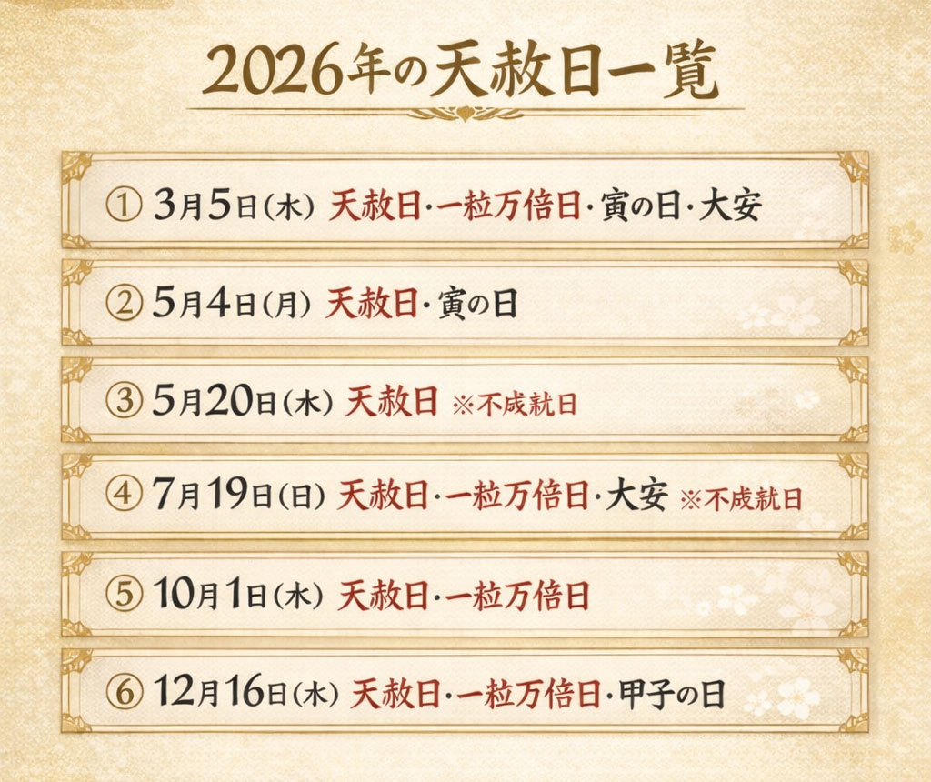 天赦日」とは？2026年はいつ？最高のラッキーデーとされる理由と
