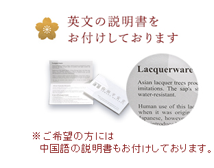 英文の説明書をお付けしております。ご希望の方には中国の説明書もございます。