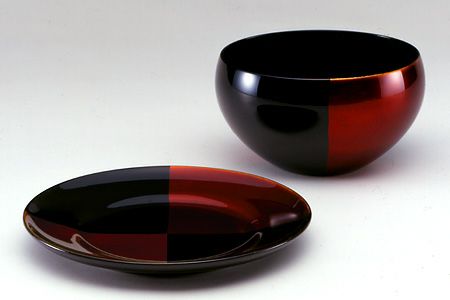 宮内庁御用達 漆器 山田平安堂】Bowl & Plate Set 白檀（大）セット