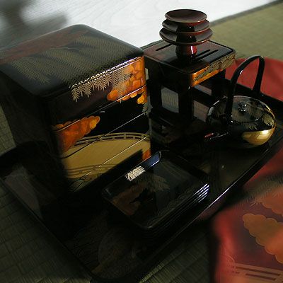 美術的価値の高い逸品 『宇治橋蒔絵 屠蘇器七つ揃え』 | 漆器 山田平安