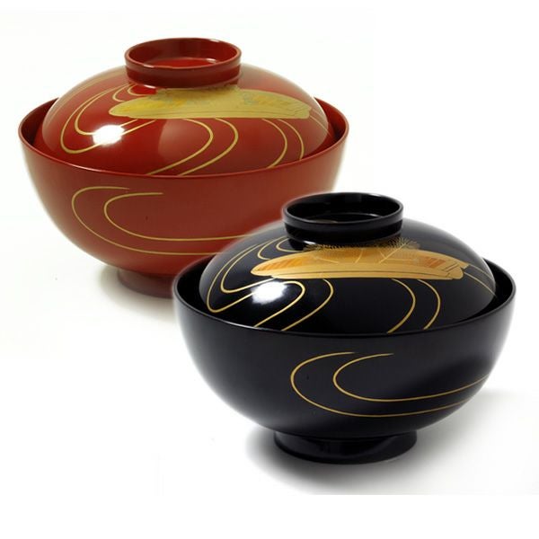 時代逸品！石州好み？のモダンデザイン大椀2点（検輪島塗漆器蒔茶道具懐石椀煮物椀 大正・昭和の名椀を展示販売「最盛期の輪島椀 デザイン、技術の魅力‬