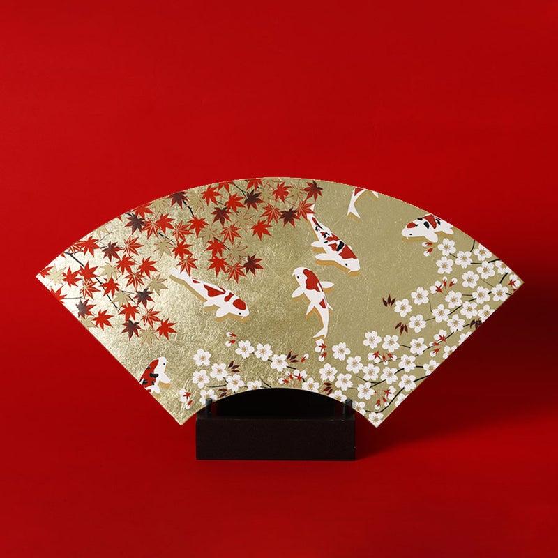 宮内庁御用達 漆器 山田平安堂】飾り扇 春秋に鯉 | 漆器 山田平安堂 