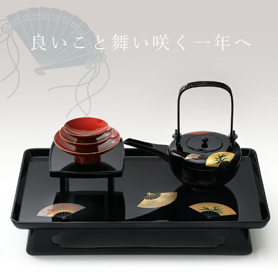 良いこと舞い咲く一年へ 屠蘇器 扇面（松竹梅） | 宮内庁御用達 漆器